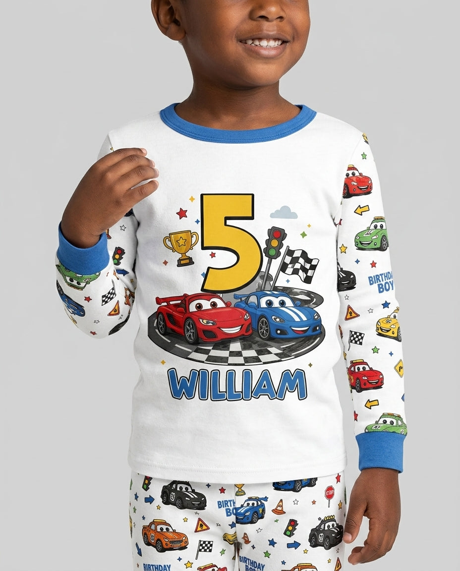 Birthday Racing Adventure Bamboo Two Piece Long Sleeve Pajama Set