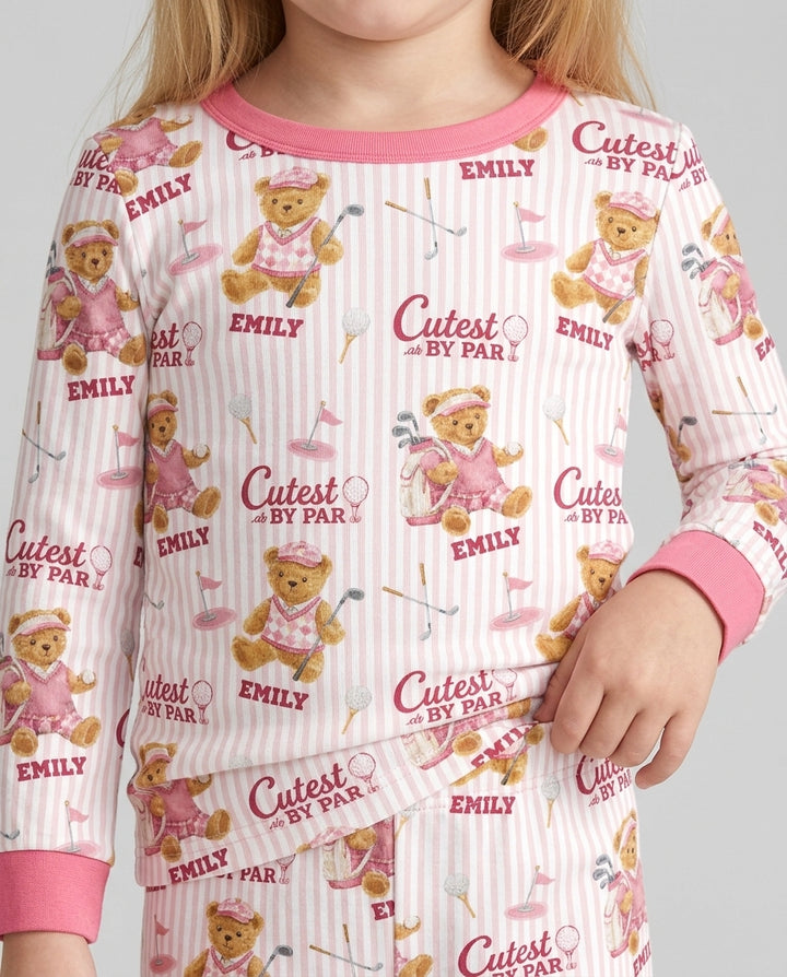 Cutest By Par Custom Name Bamboo Two Piece Long Sleeve Pajama Set