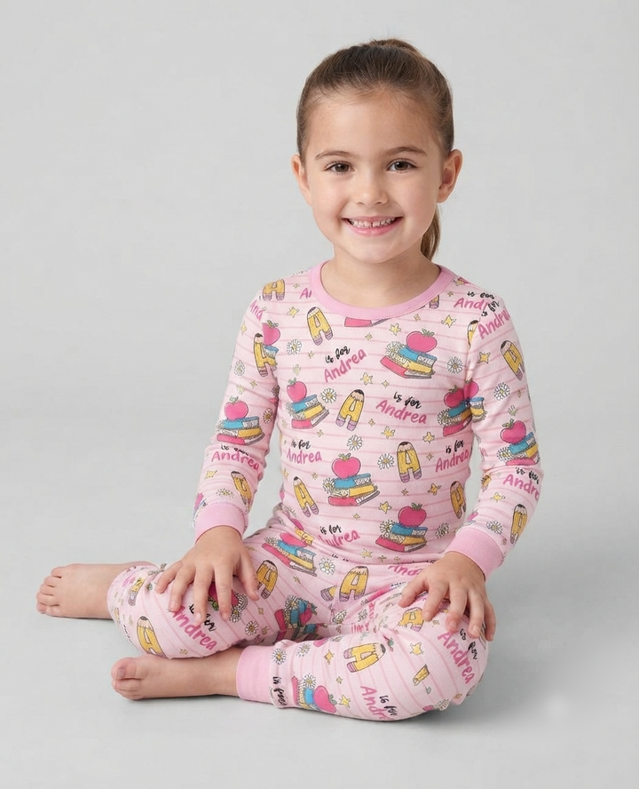 Zweiteiliges Langarm-Pyjama-Set mit Sommerfrüchten