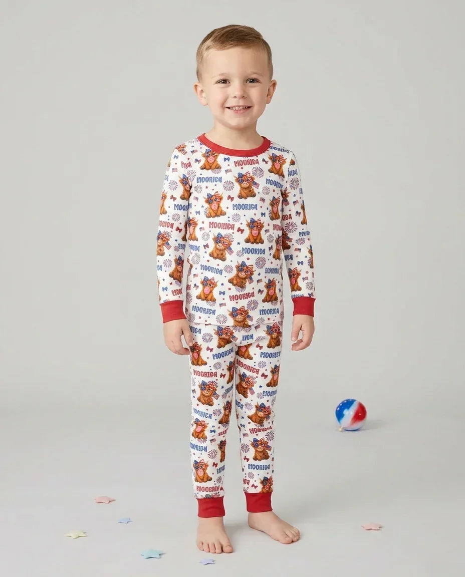 Zweiteiliges Langarm-Pyjama-Set mit Sommerfrüchten