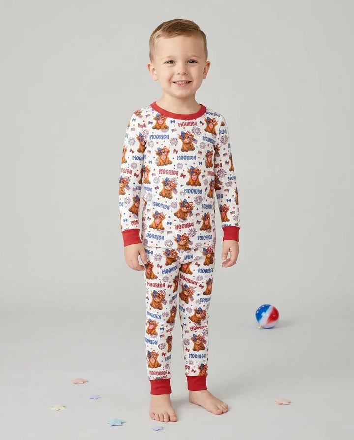 Zweiteiliges Langarm-Pyjama-Set mit Sommerfrüchten