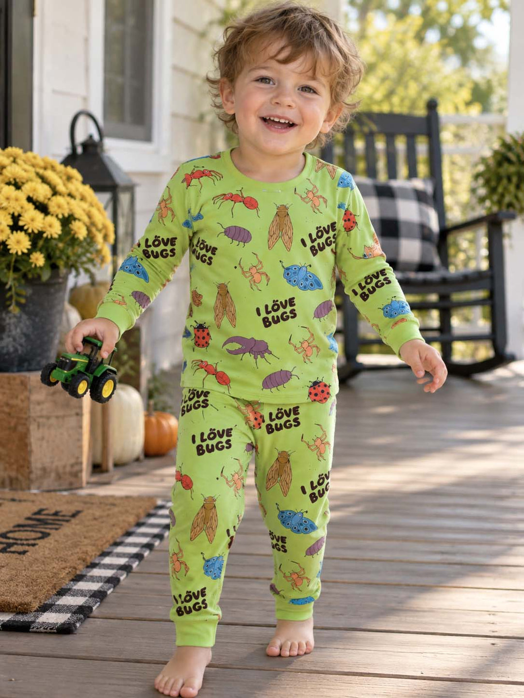 I Love All Kinds of Bugs Bamboo Two Piece Long Sleeve Pajama Set