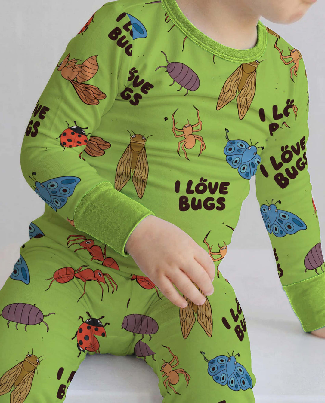 I Love All Kinds of Bugs Bamboo Two Piece Long Sleeve Pajama Set
