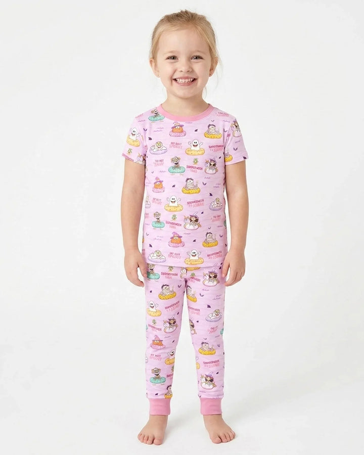 Summerween Cartoon Bamboo Two Piece Short Sleeve Pajama Set