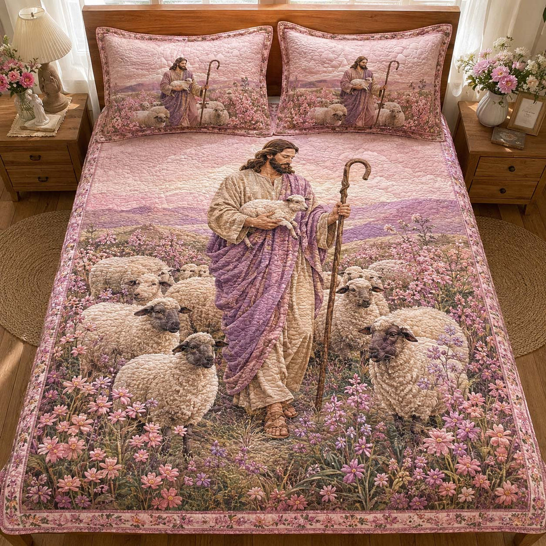 Jesus the Good Shepherd Bamboo Quilt Bedding Set