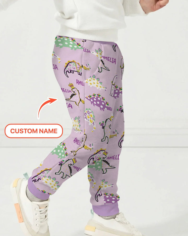 Personalisierter Name Mardi Gras Saurus Bambus Jogger