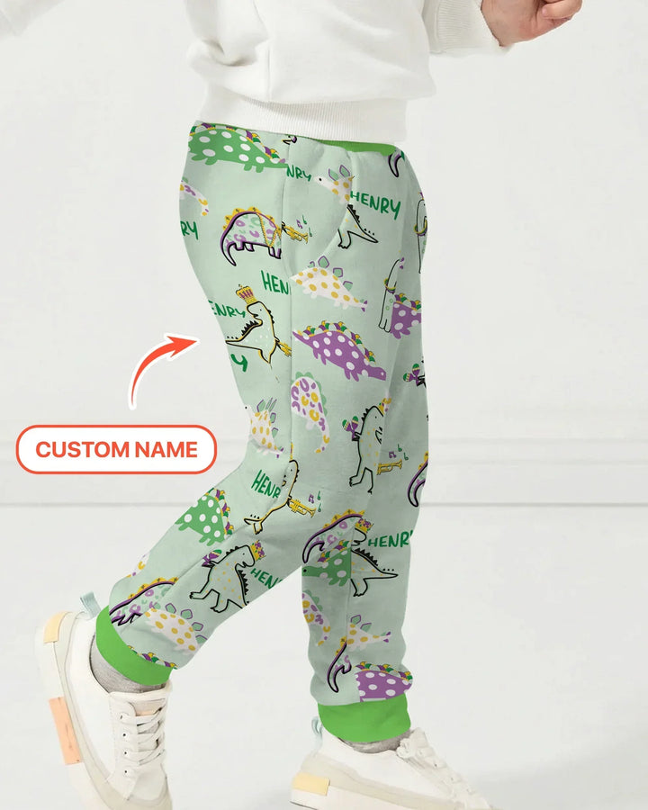 Personalisierter Name Mardi Gras Saurus Bambus Jogger