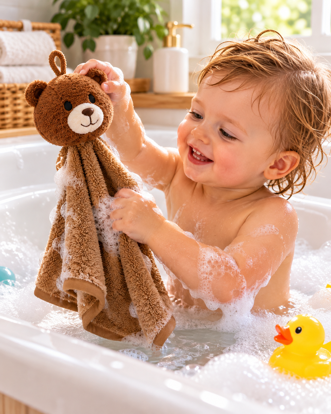 Cute Brown Bear Puppet Washcloth