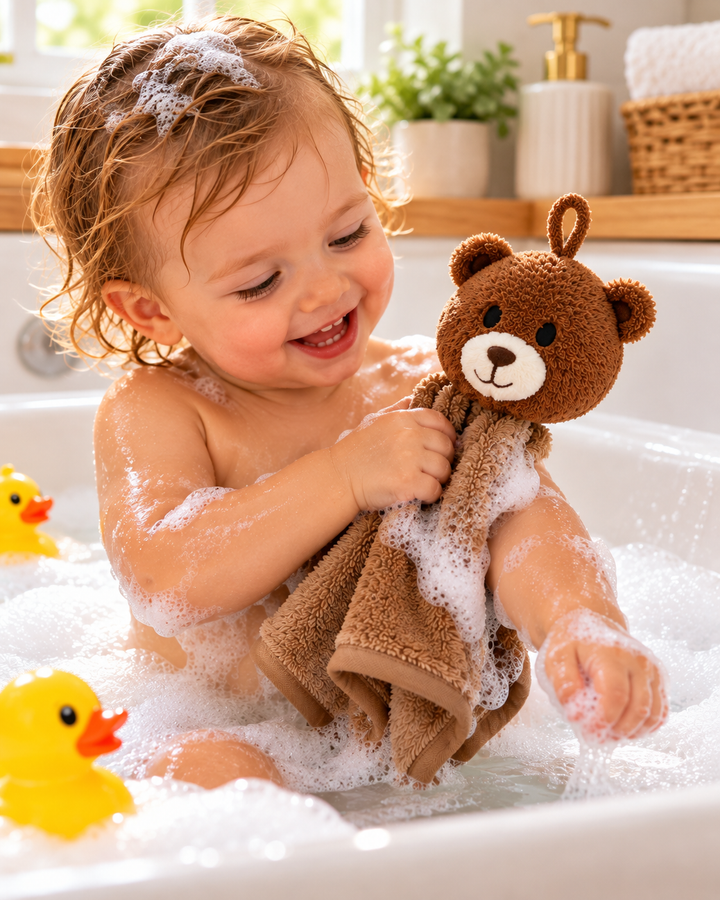 Cute Brown Bear Puppet Washcloth