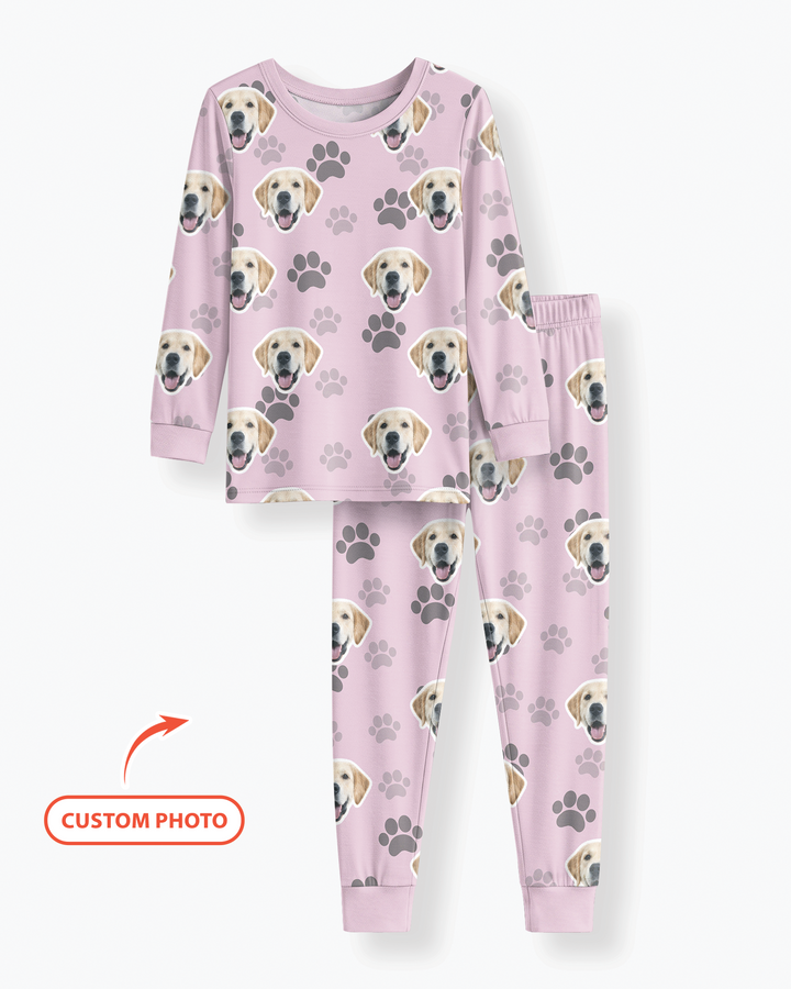 Personalized Dog & Cat Photo Bamboo Two Piece Long Sleeve Pajama Set