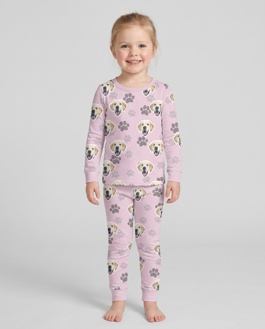 Personalized Dog & Cat Photo Bamboo Two Piece Long Sleeve Pajama Set