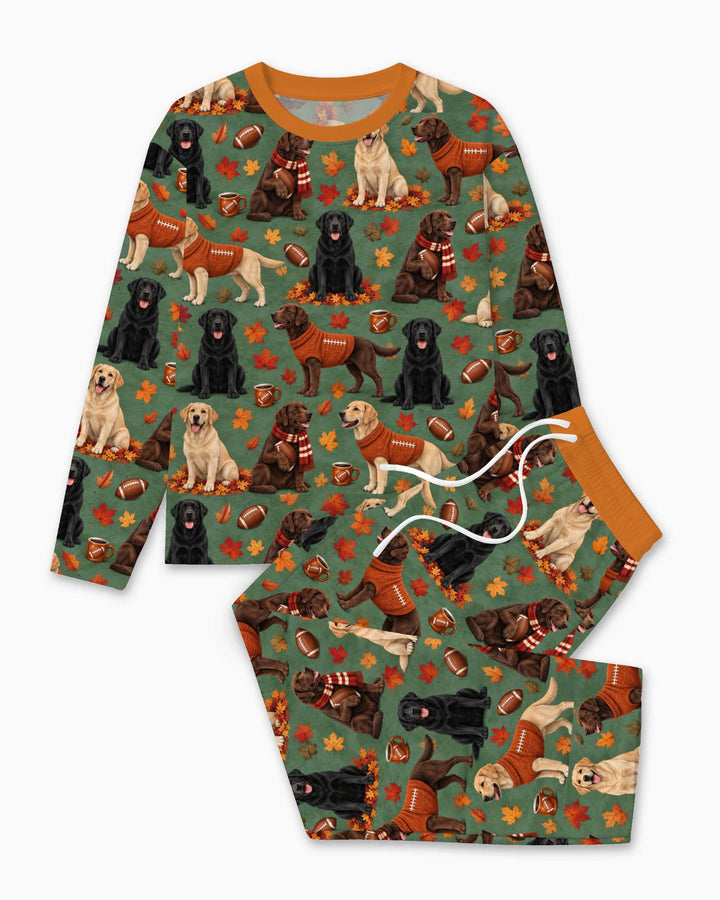 Labrador Retriever Football Fall Bamboo Men's Pajama Set