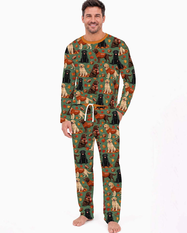 Labrador Retriever Football Fall Bamboo Men's Pajama Set