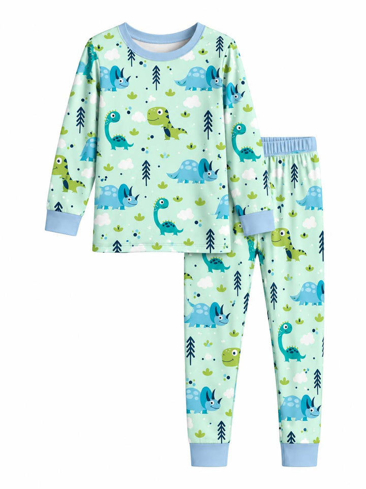 Little Dinosaur Forest Bamboo Two Piece Long Sleeve Pajama Set
