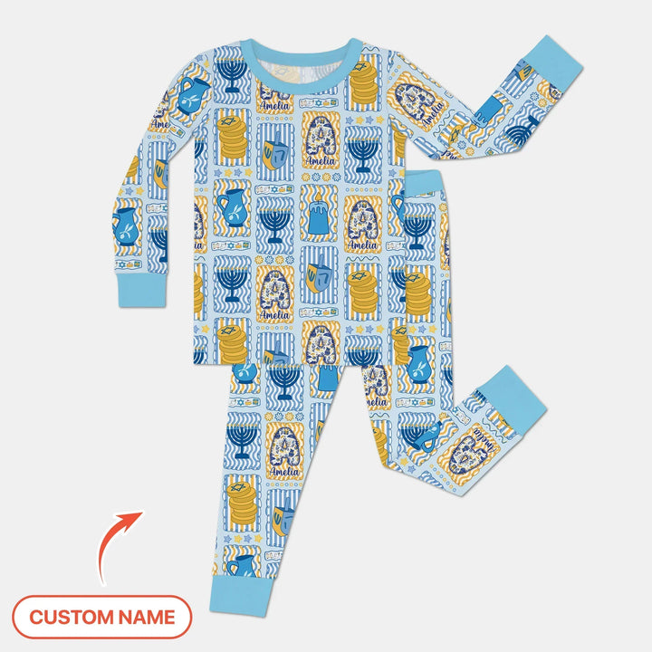 Zweiteiliges Langarm-Pyjama-Set mit Sommerfrüchten
