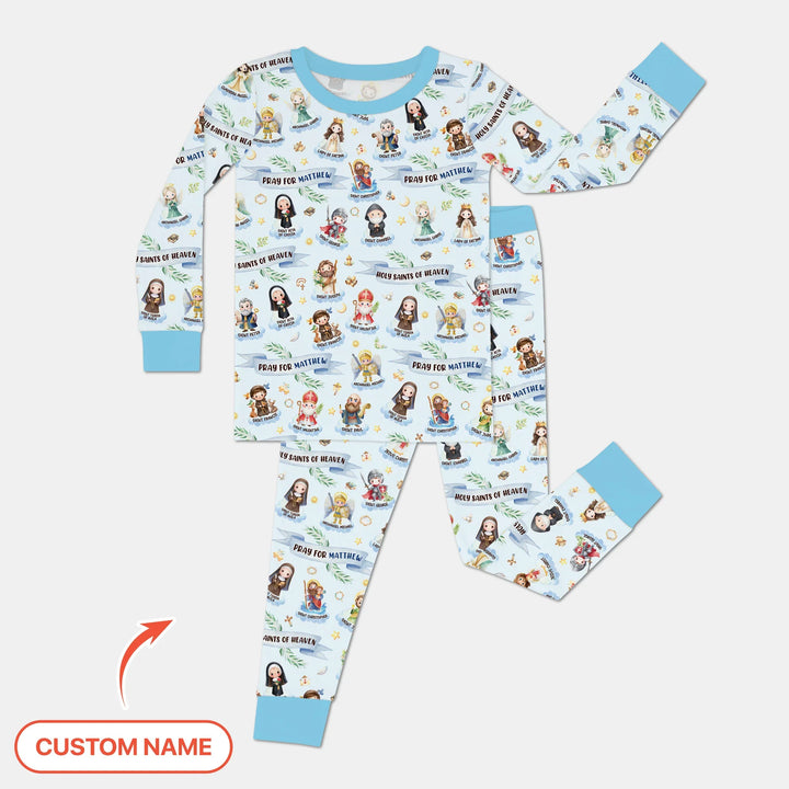 Holy Saints of Heaven Custom Name Bamboo Two Piece Long Sleeve Pajama Set