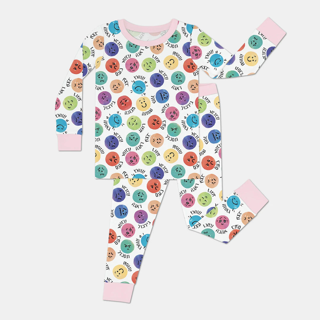 My Emotions Hebrew Bamboo Two Piece Long Sleeve Pajama Set