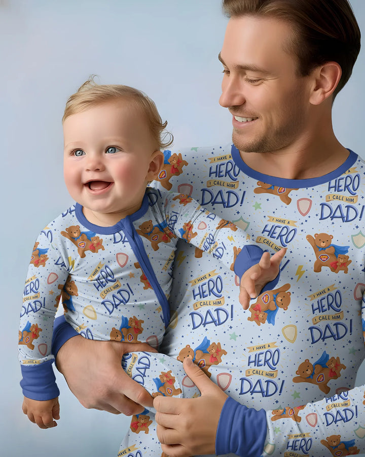 I Have A Hero Daddy & Me Matching Bamboo Men's Pajama Set