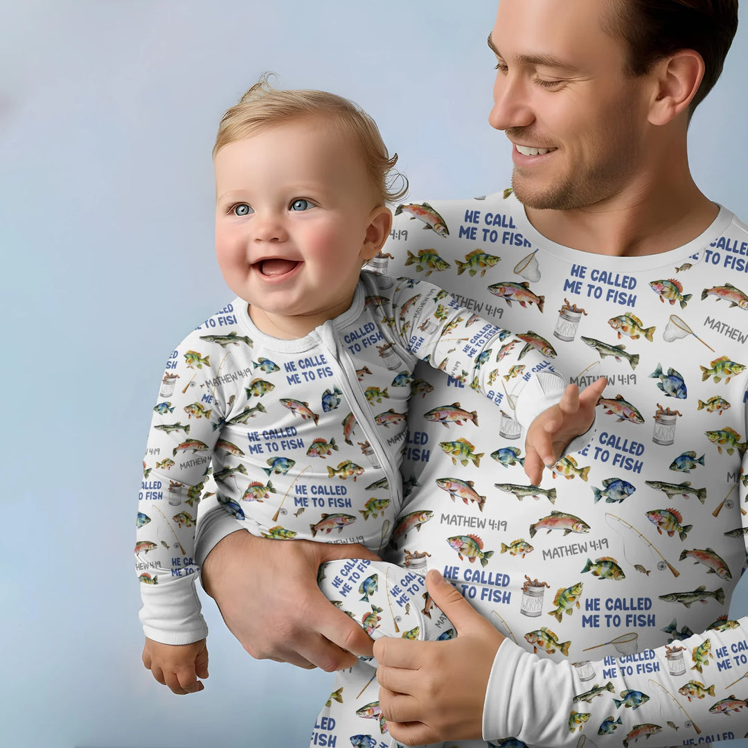 He Called Me To Fish Daddy & Me Matching Men's Pajama Set
