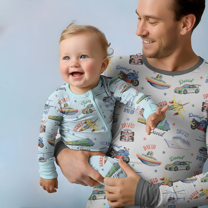Fast Lane Custom Name Daddy & Me Matching Bamboo Convertible Zippy