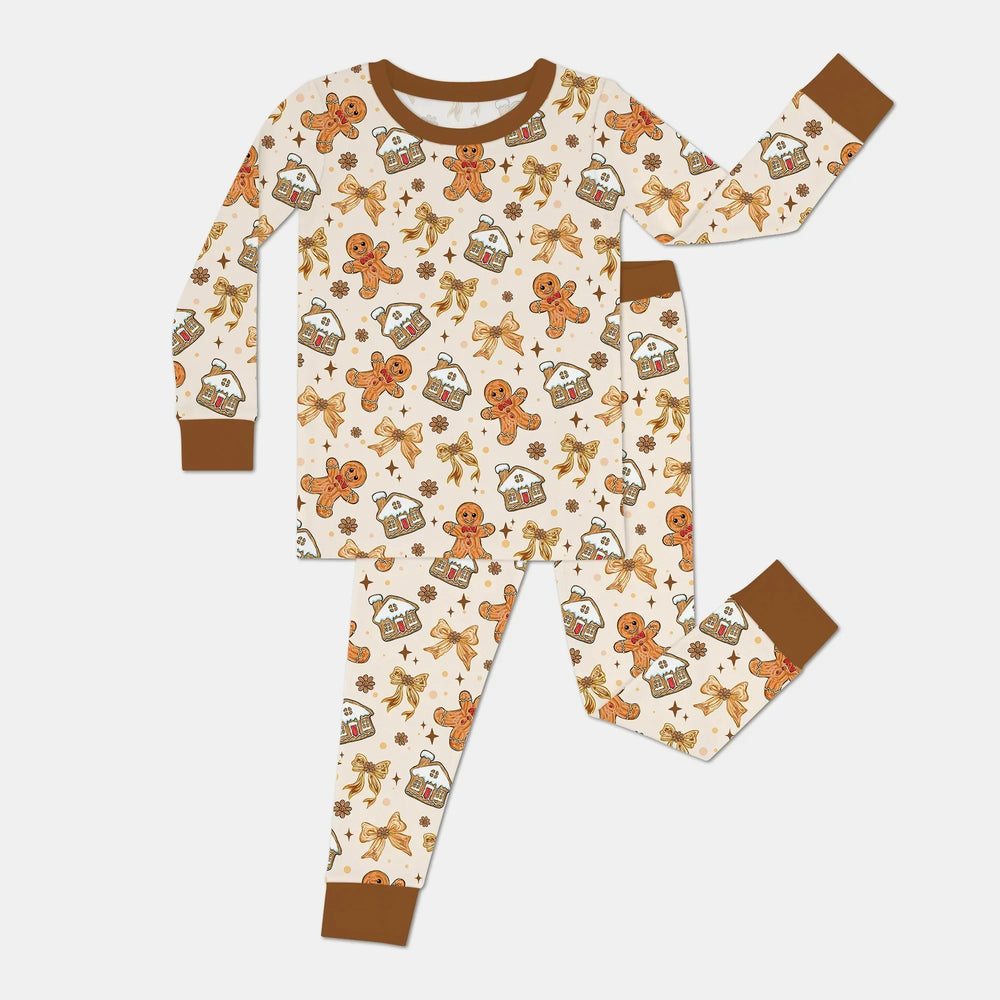 Brushstroke Gingerbread Two Piece Long Sleeve Pajama Set , Brushstroke Gingerbread Two Piece Long Sleeve Pajama Set - 12-18M
