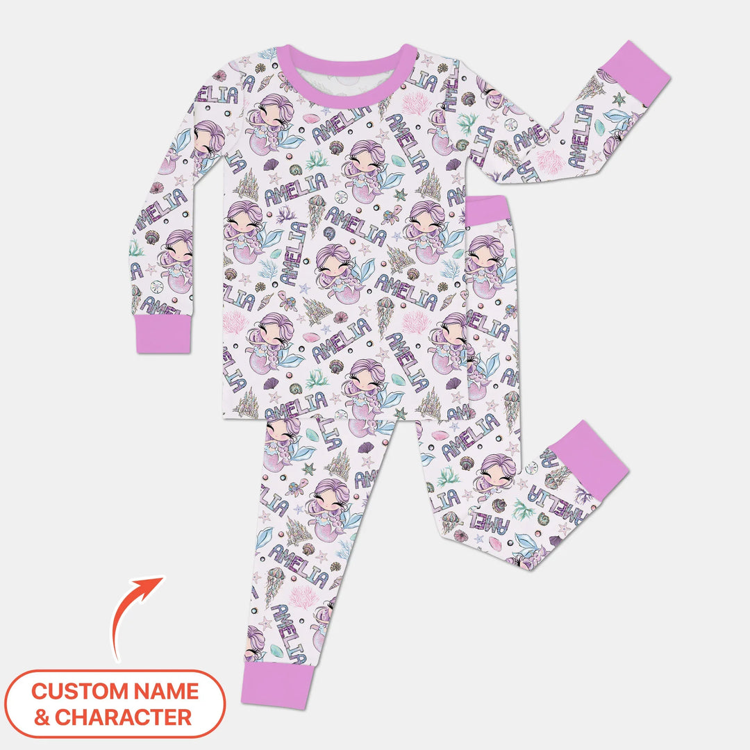 Zweiteiliges Langarm-Pyjama-Set mit Sommerfrüchten