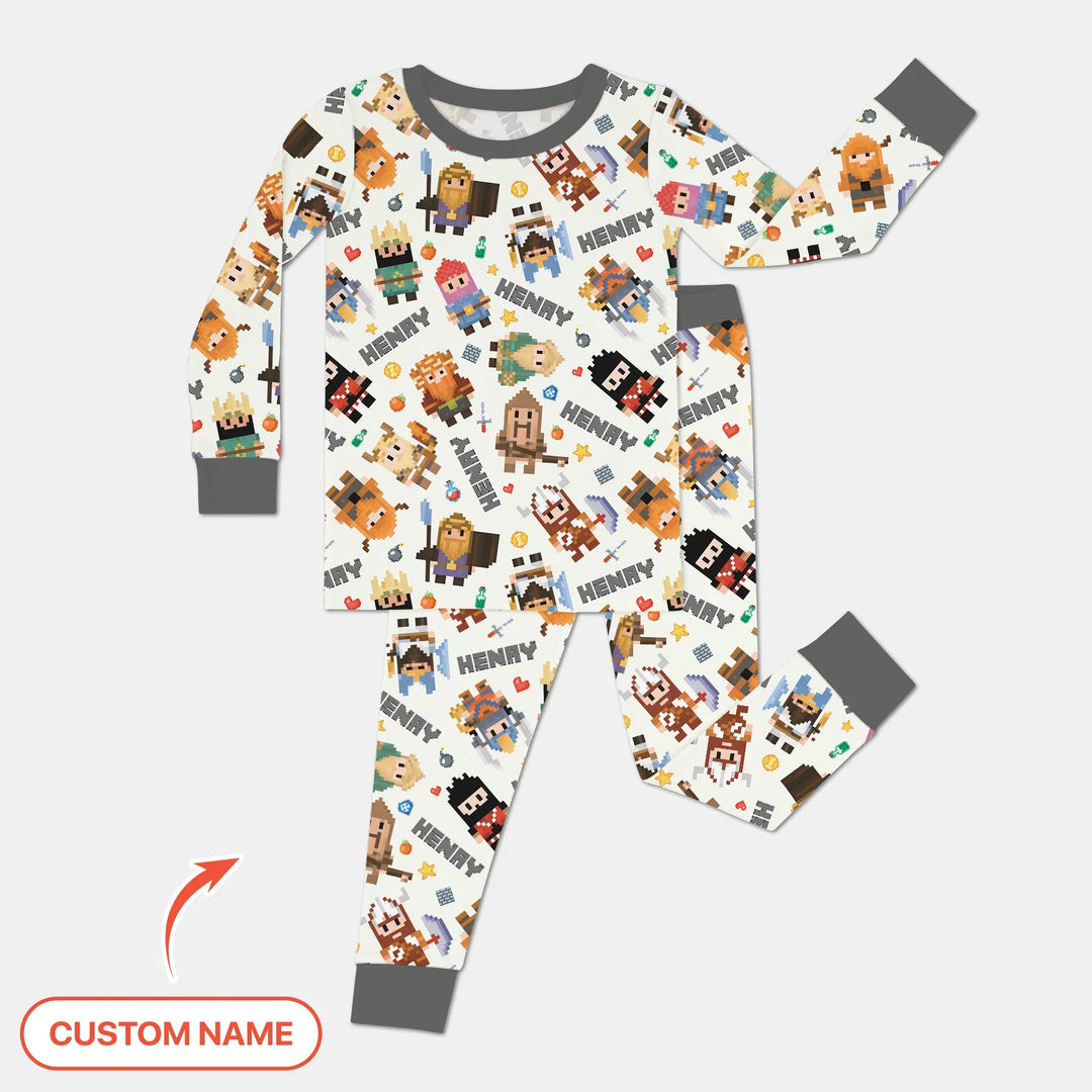 Zweiteiliges Langarm-Pyjama-Set mit Sommerfrüchten