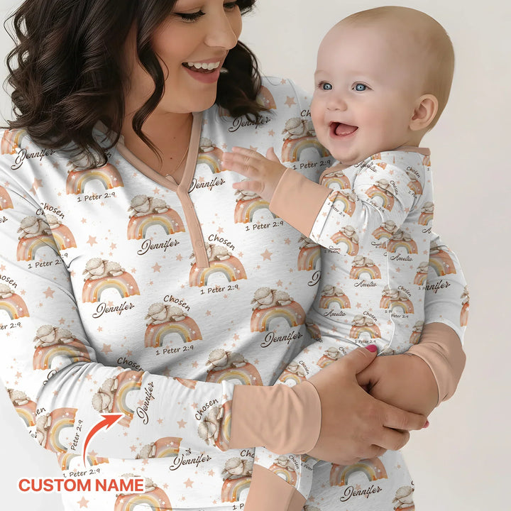 Ausgewählt als eigenes Custom Name Bambus Damen Pyjama Set