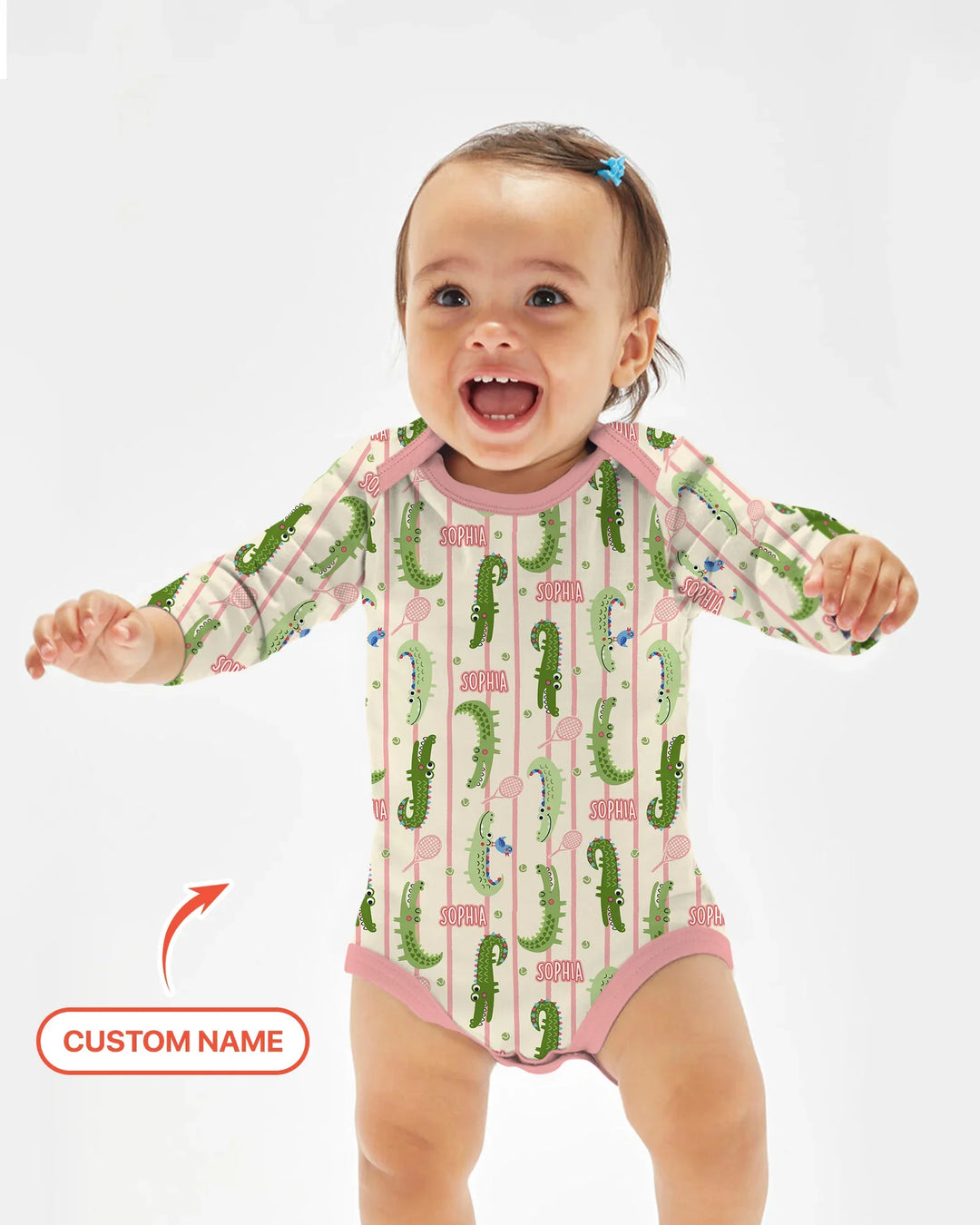 Custom Name Tennis Crocodiles Bamboo Bodysuit