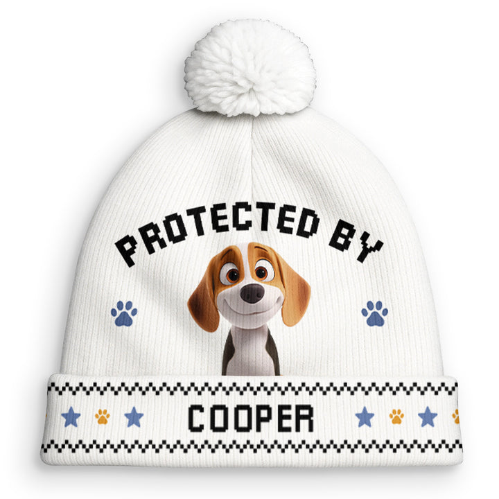 Protected By Lovely Dogs Bobble Beanie Hat