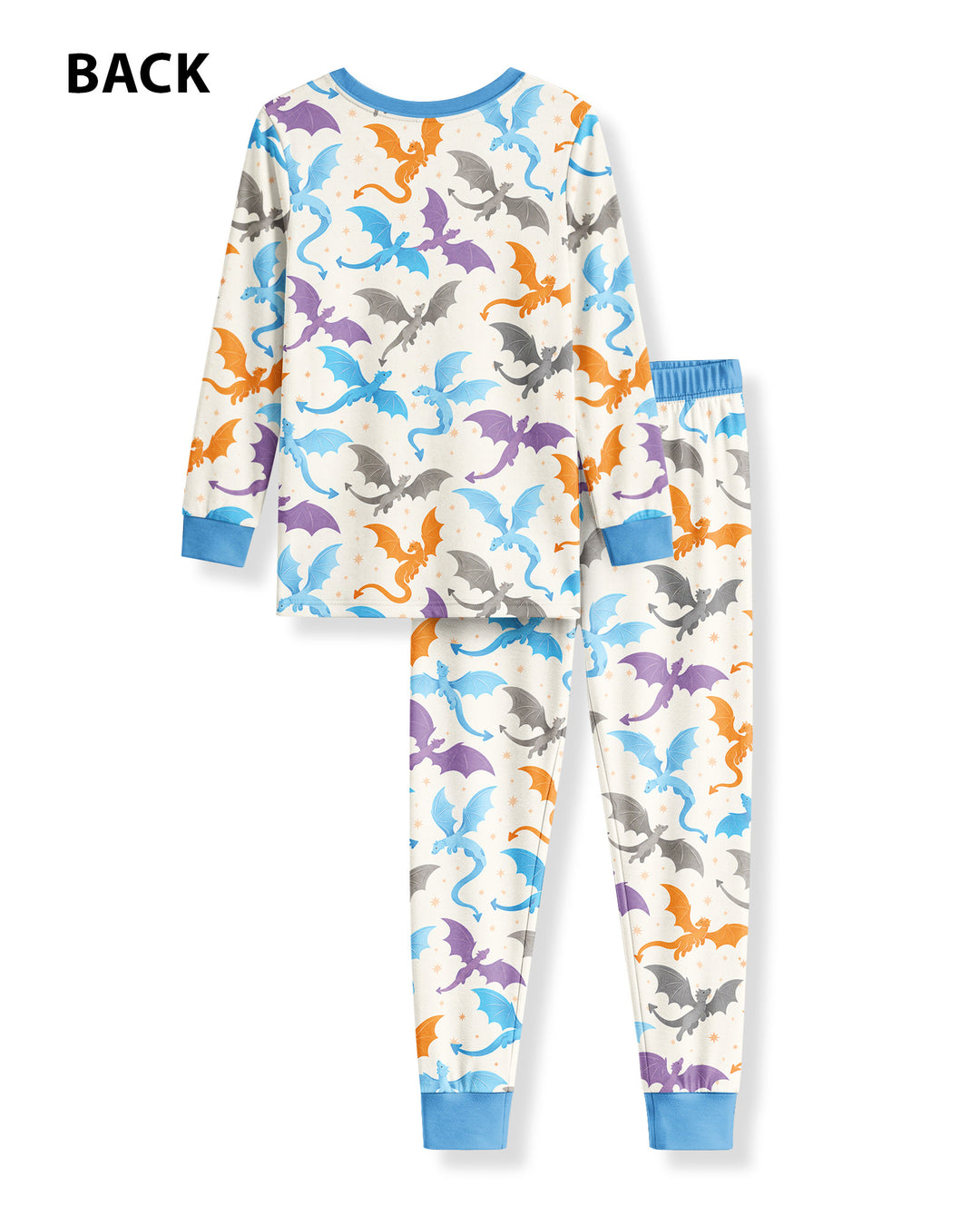 Custom Name Dragon Reading Buddy Bamboo Two Piece Long Sleeve Pajama Set