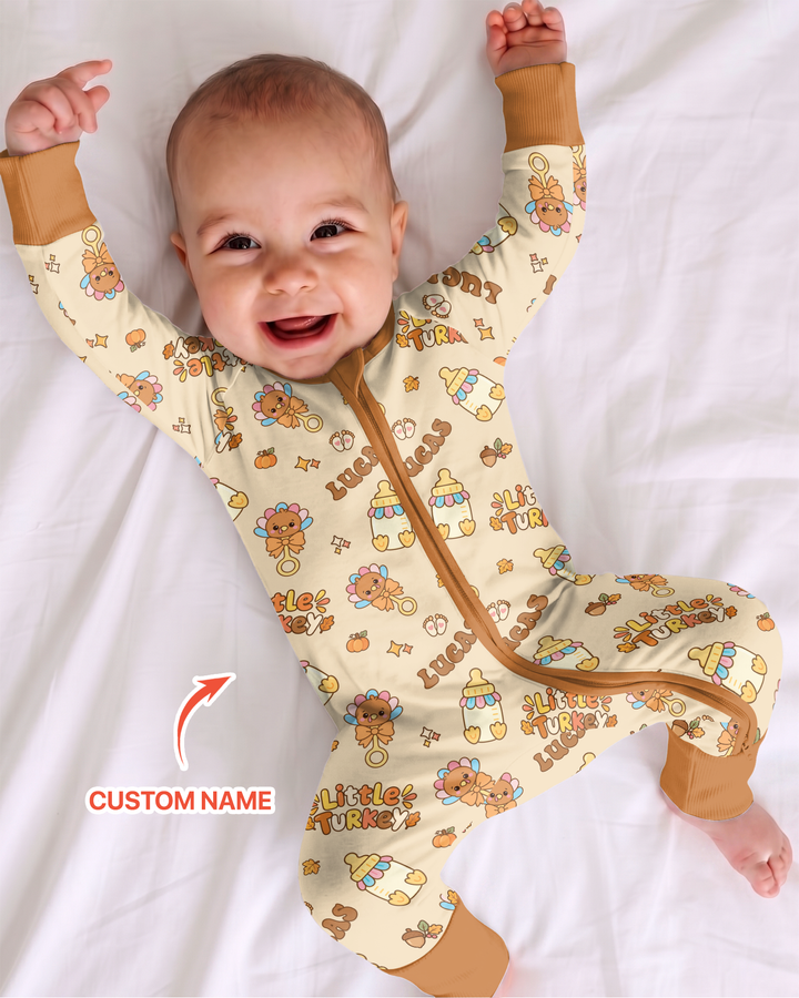 Little Turkey On The Way Family Matching Bamboo Convertible Zippy
