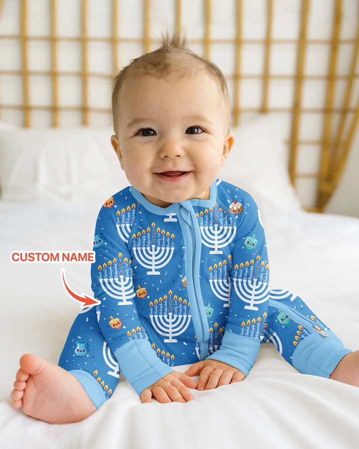 Custom Name Hannukkah Menorah Family Matching Bamboo Convertible Zippy