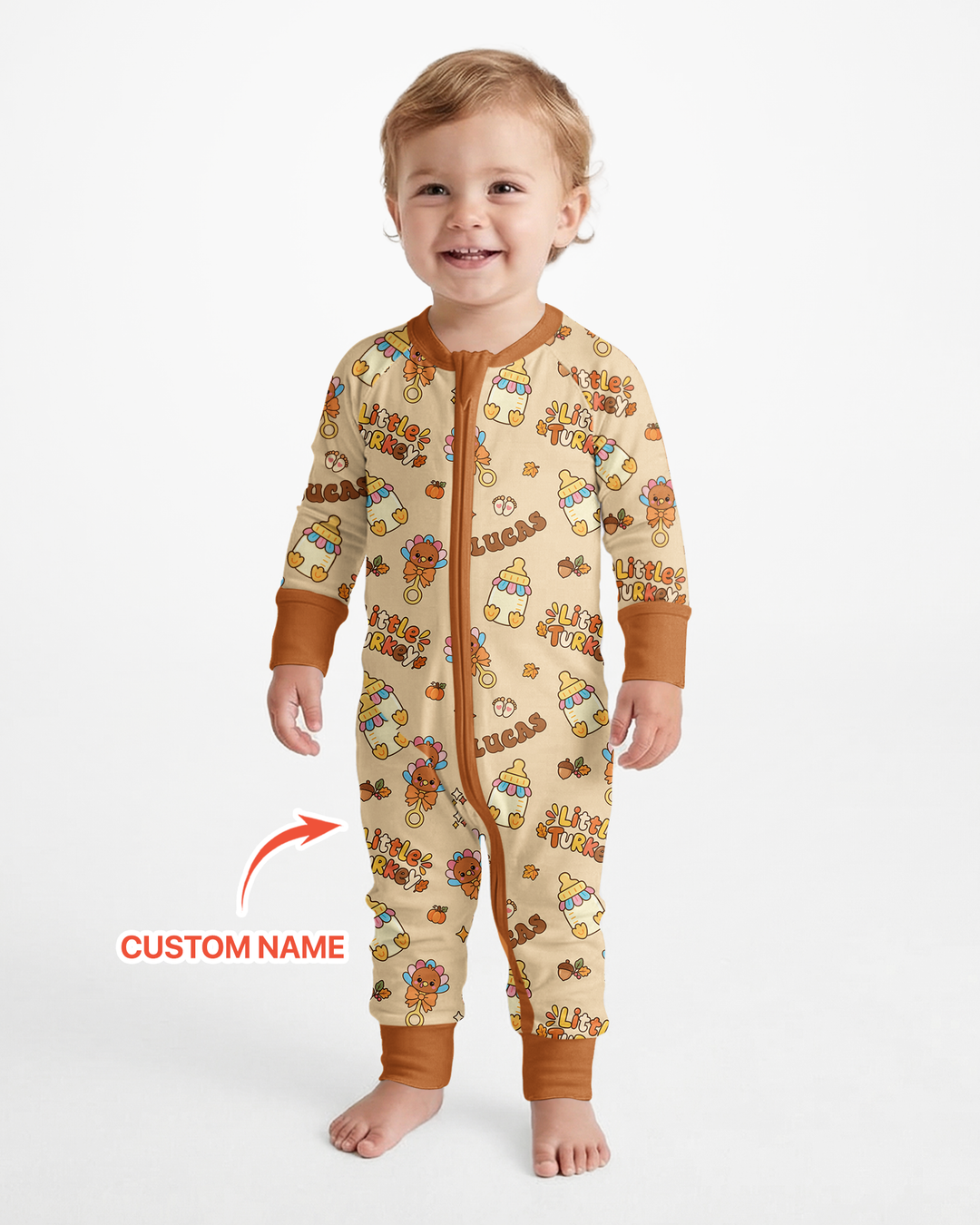 Little Turkey On The Way Family Matching Bamboo Convertible Zippy