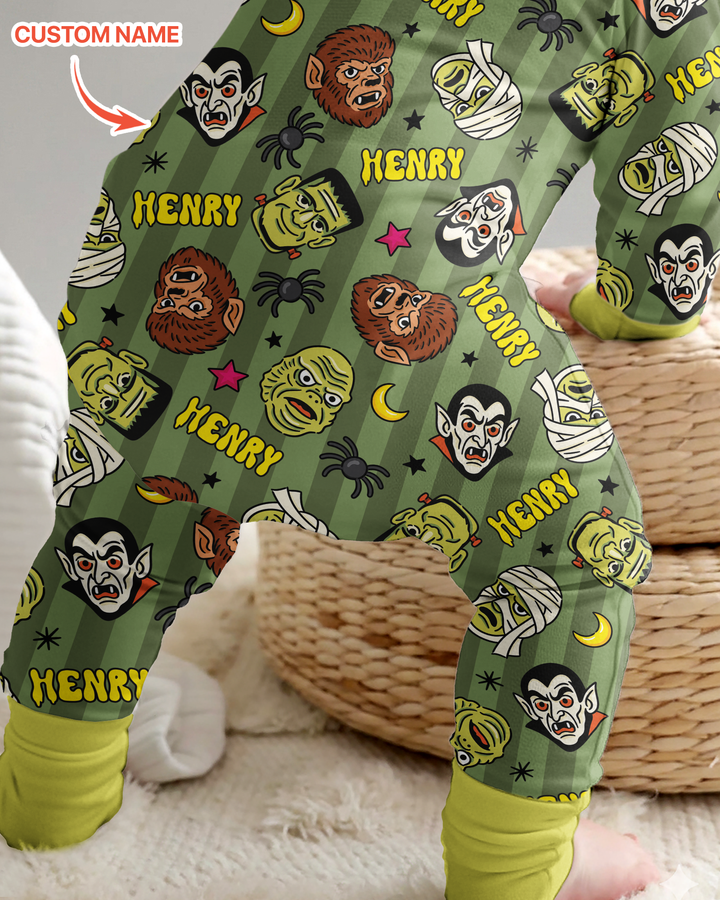 Custom Name Spooky Monsters Bamboo Convertible Zippy
