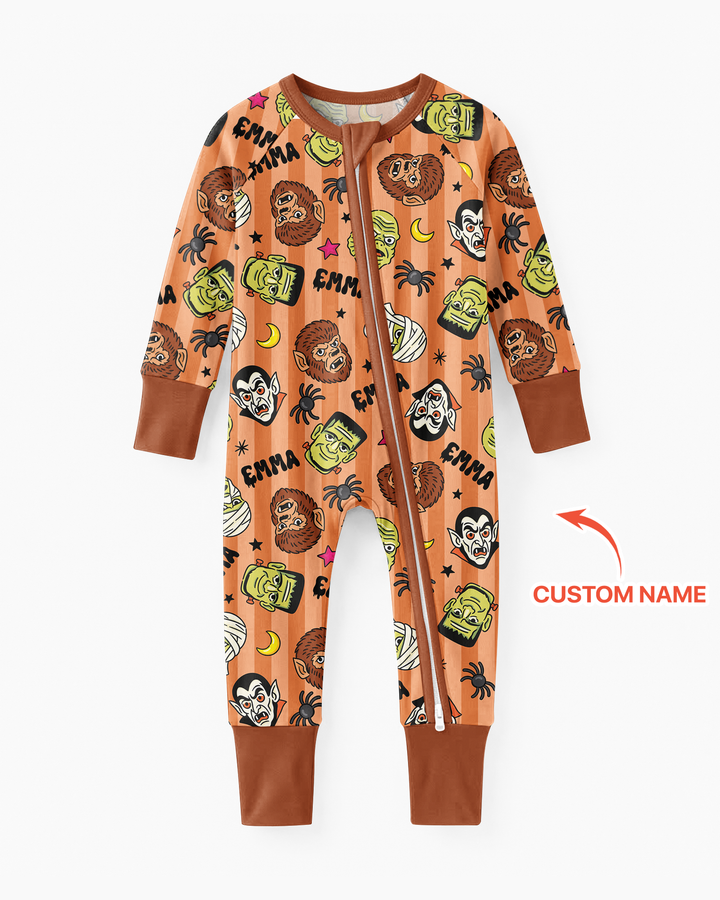Custom Name Spooky Monsters Bamboo Convertible Zippy