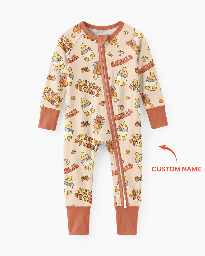 Little Turkey On The Way Family Matching Bamboo Convertible Zippy