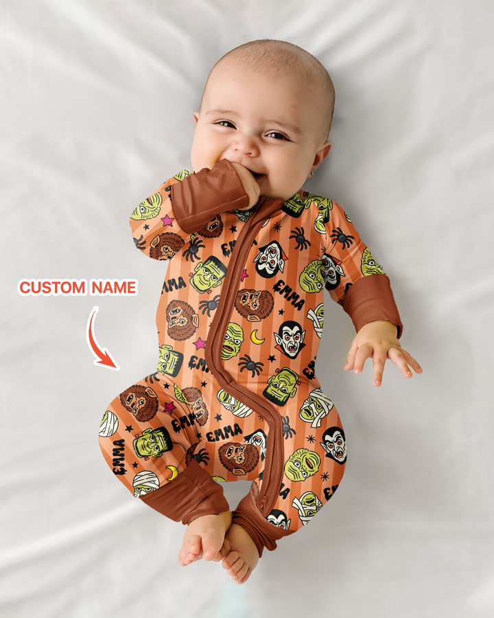 Custom Name Spooky Monsters Bamboo Convertible Zippy