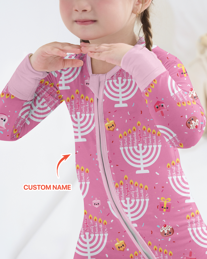 Custom Name Hannukkah Menorah Family Matching Bamboo Convertible Zippy