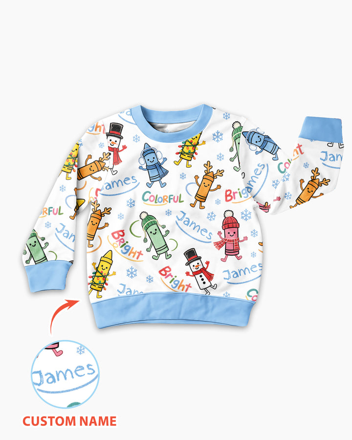 Custom Name Bright & Colorful Bamboo Crewneck Sweatshirt