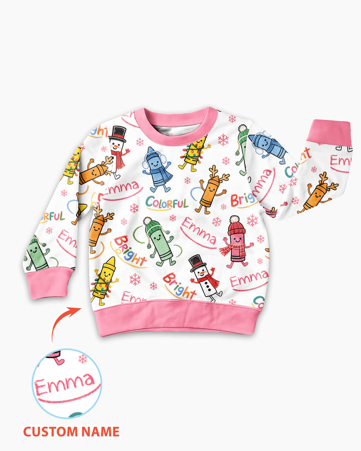Custom Name Bright & Colorful Bamboo Crewneck Sweatshirt