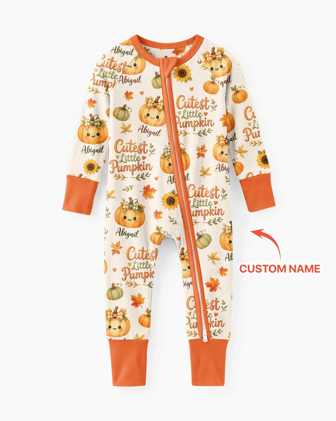 Custom Name Cutest Little Pumpkin Bamboo Convertible Zippy
