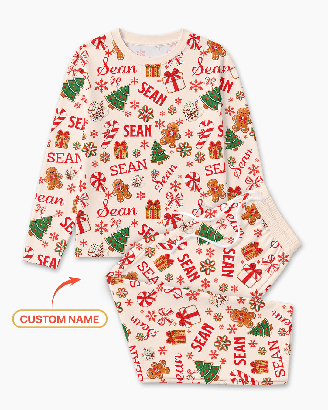 Merry Christmas Custom Name Bamboo Men's Pajama Set