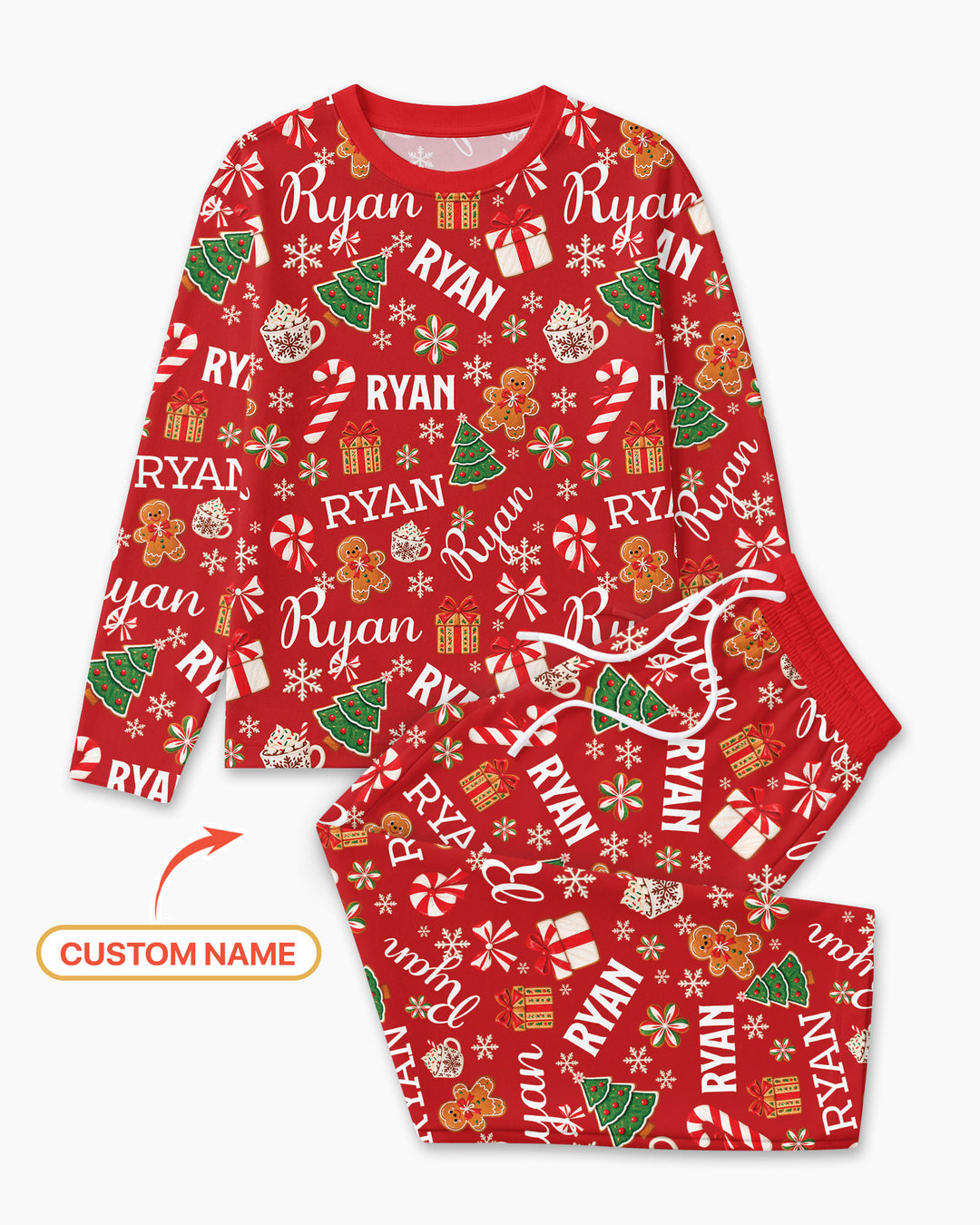 Merry Christmas Custom Name Bamboo Men's Pajama Set