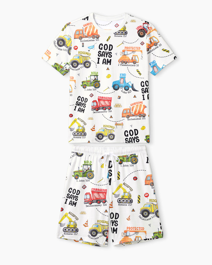 God Says I Am Men Short Sleeve Short Pajama Set