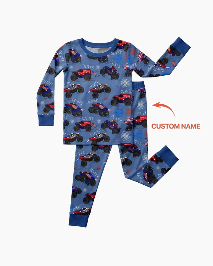 Zweiteiliges Langarm-Pyjama-Set mit Sommerfrüchten