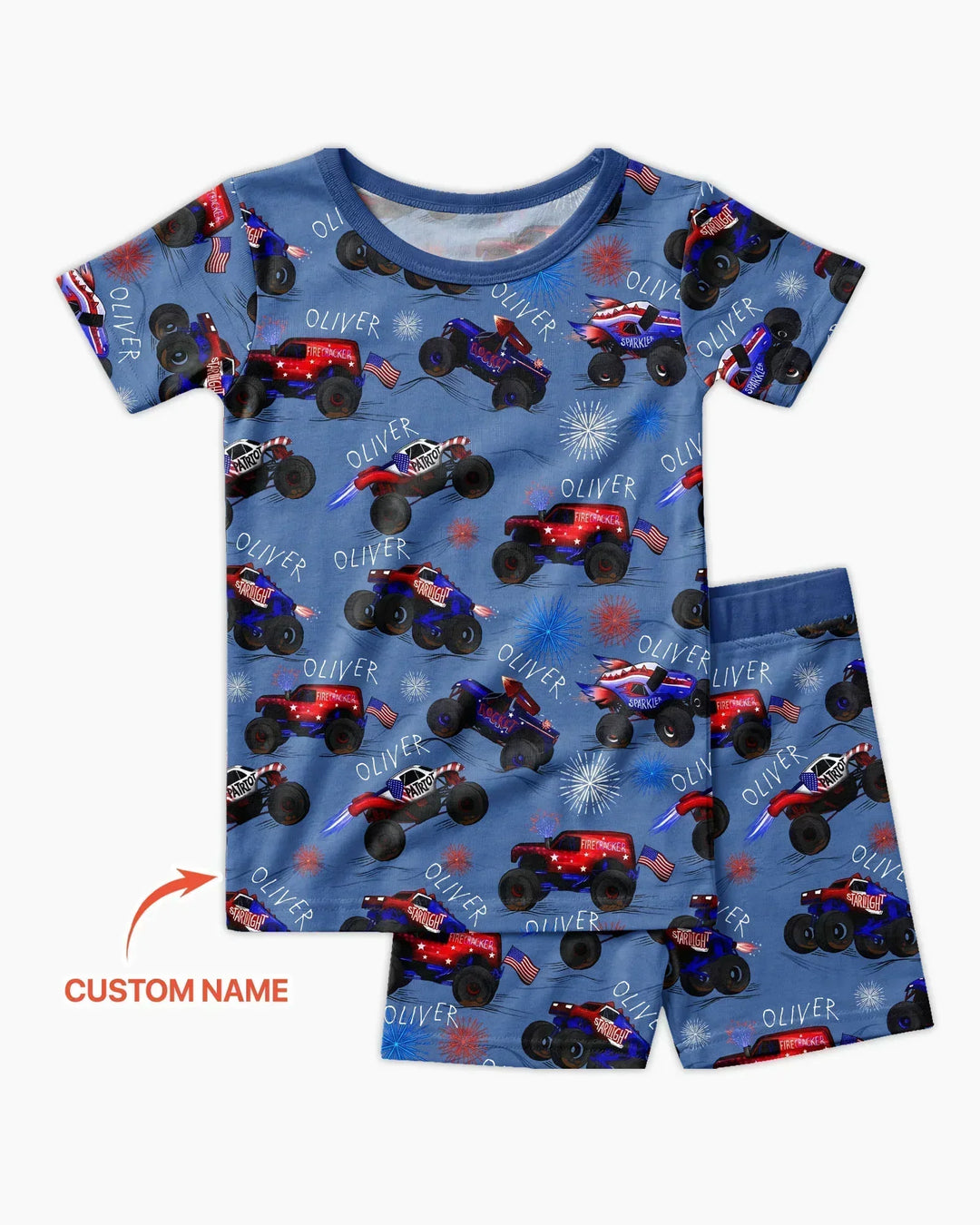 Zweiteiliges Pyjama-Set mit kurzen Ärmeln und Shorts im Sommer-Design