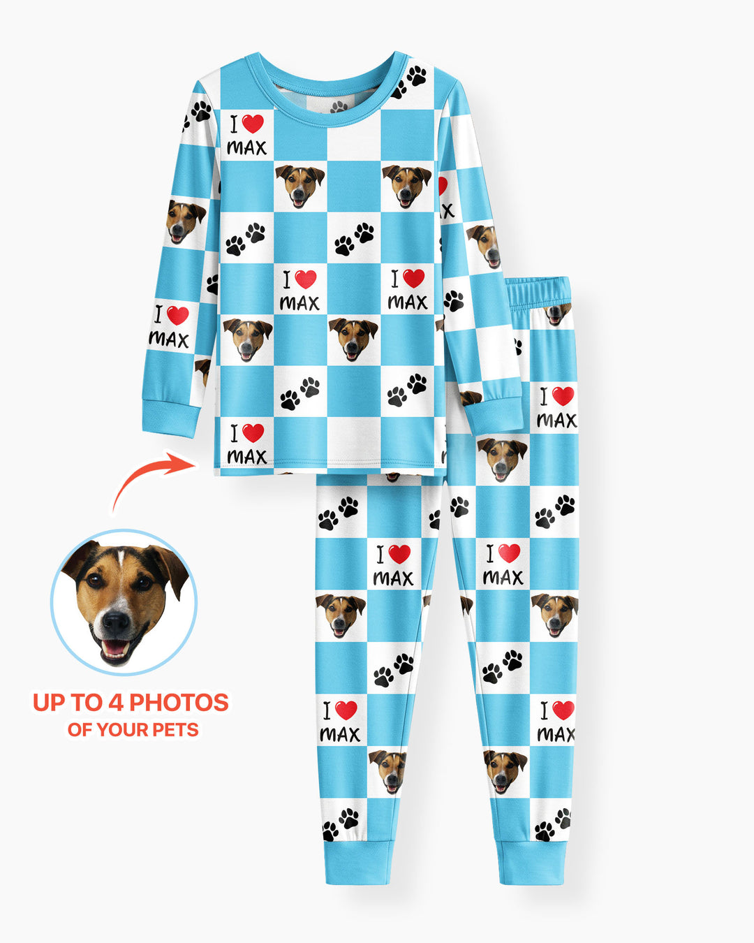 Custom Photo I Love My Best Friend Dog/ Cat Bamboo Two Piece Long Sleeve Pajama Set