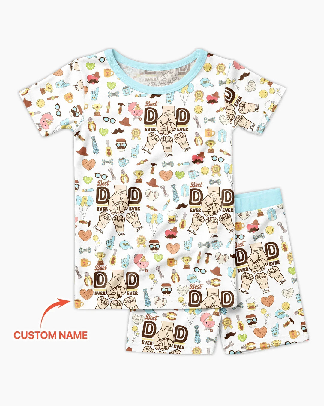 Zweiteiliges Pyjama-Set mit kurzen Ärmeln und Shorts im Sommer-Design