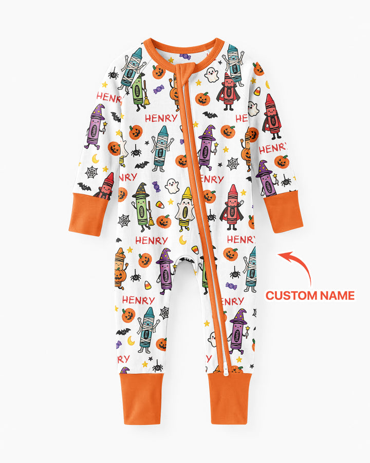 Custom Name Halloween Crayon Bamboo Convertible Zippy